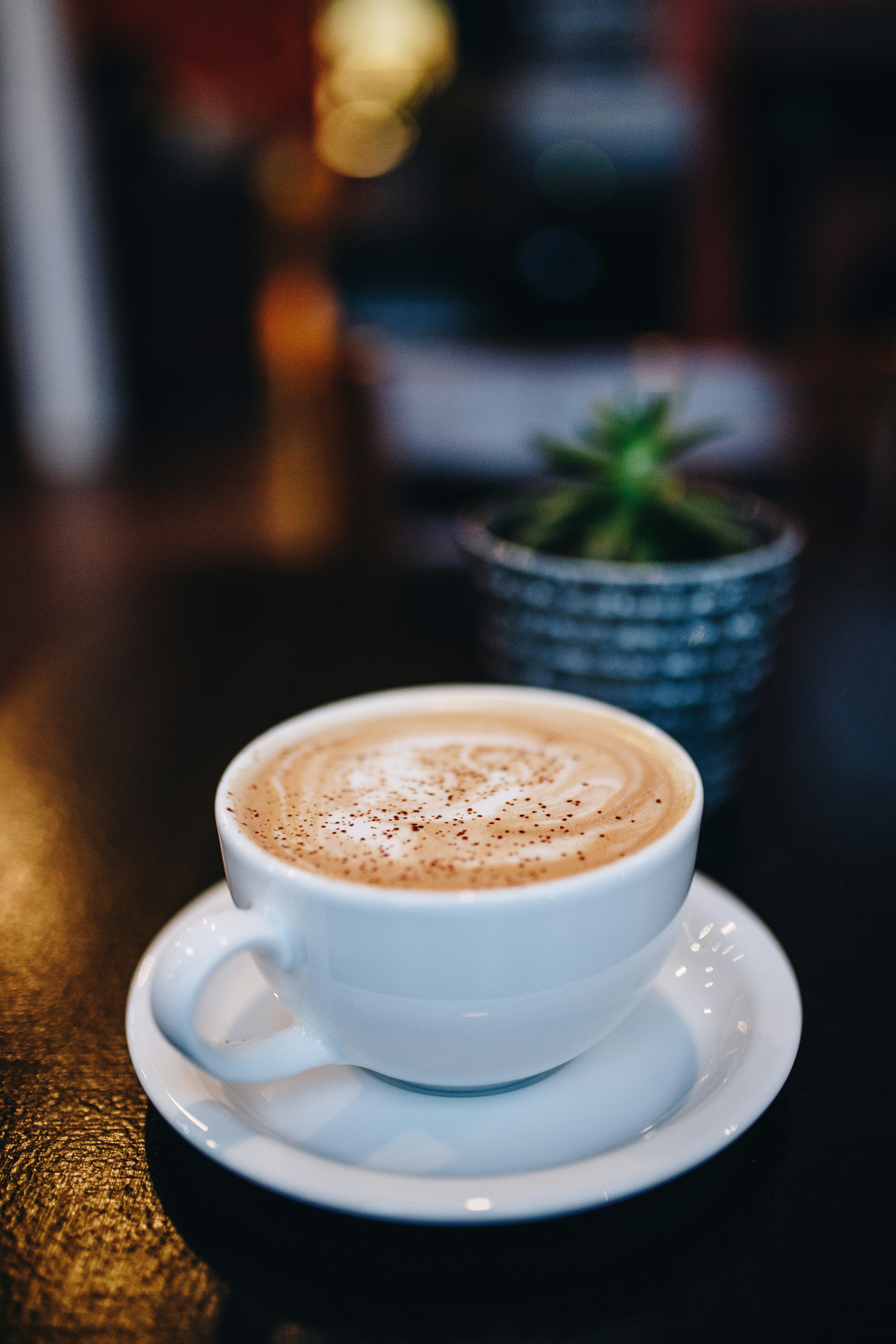 A warm flat white coffee
